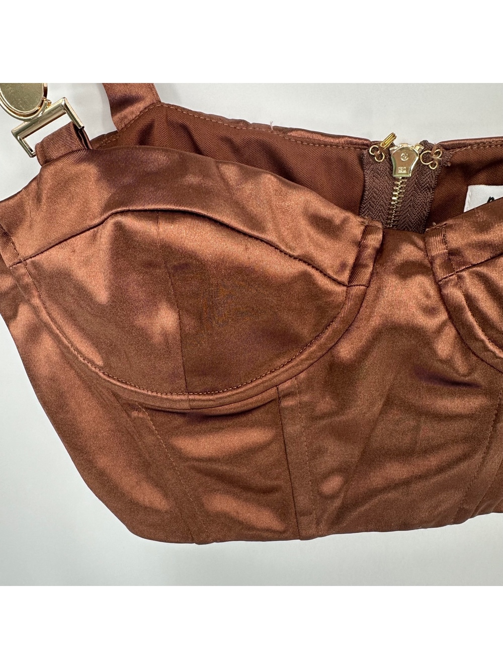 Princess Polly Brown Satin Bustier Corset Crop Top - Picture 10 of 11